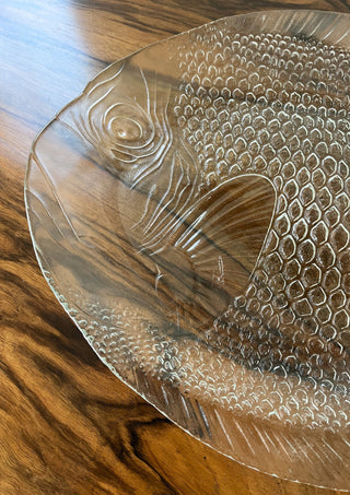Flounder pressed glass platter