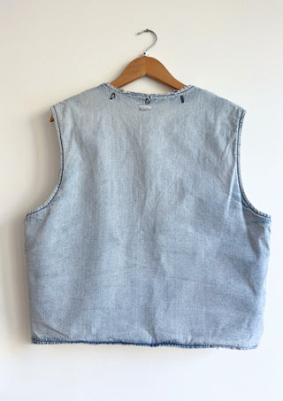 Fleece lined denim sport vest