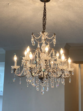 Three-tier chandelier, original estate, 1970s