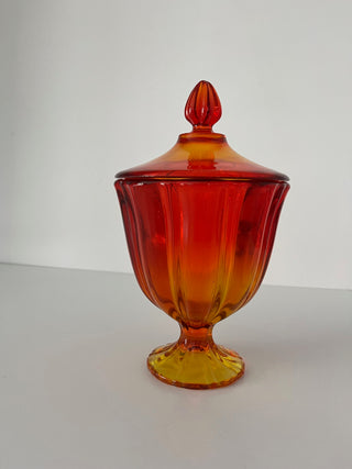 Amberina glass dandy dish