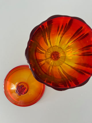 Amberina glass dandy dish