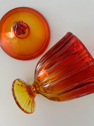 Amberina glass dandy dish