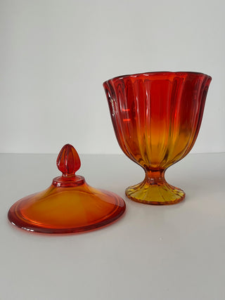 Amberina glass dandy dish