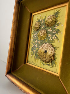 Floral portrait in olive frame