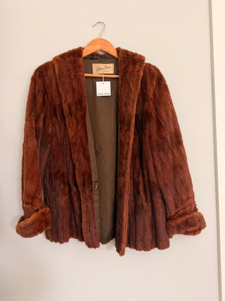 Mahogany ribbed rabbit fur short coat