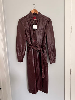 Cabernet leather fitted belt trench