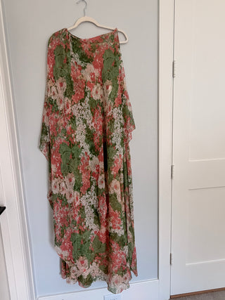 Floral drape daytime gown