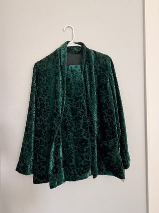Emerald floral burnout relaxed wrap skirt