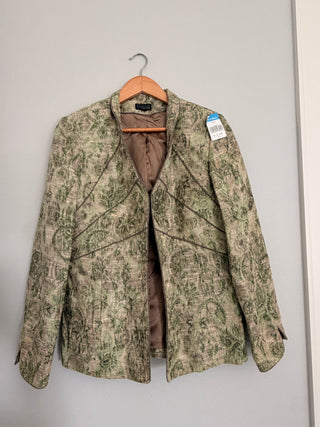 Mint leaf brocade blazer