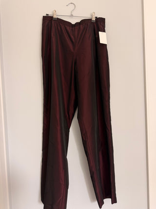 Wine iridescent straight leg trousers