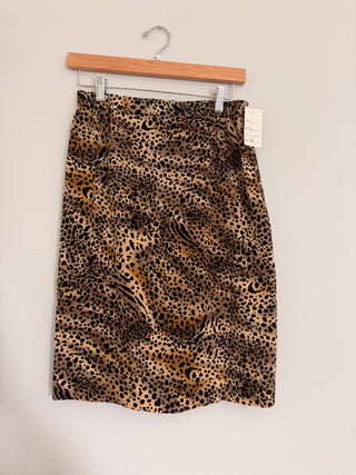 Leopard elastic waist A-line skirt
