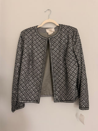 Slate grey lattice beaded jacket