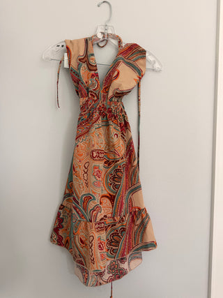 Muted paisley triangle strap dress