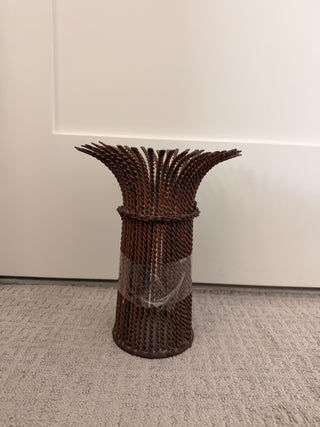 Twisted metal wheat stock candelabra