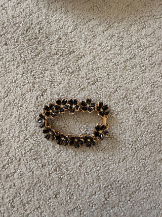 Black clover with crystal chocker bracelet, sold as pair