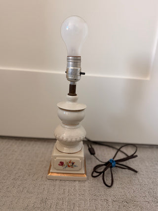 Miniature porcelain gold-leaf floral boudoir lamp