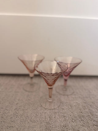Rosa swirl depression glass martini glasses, set x10