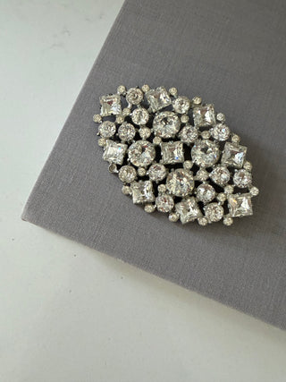White diamond cluster brooch, 1950's