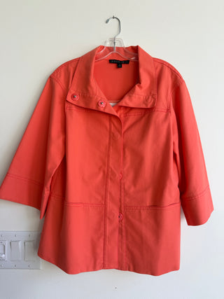 Salmon high-neck 3/4 short trench