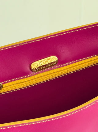 Colorblock top-handle calf leather flap bag