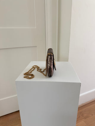 Bronze python leather crossbody bag