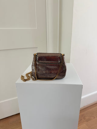 Bronze python leather crossbody bag