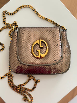 Bronze python leather crossbody bag