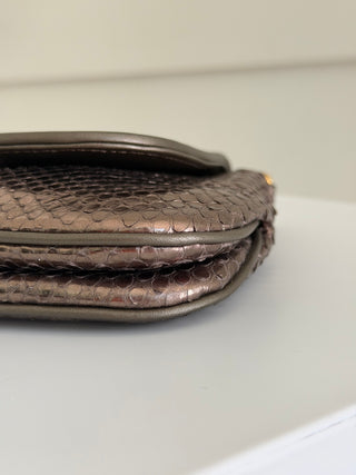 Bronze python leather crossbody bag