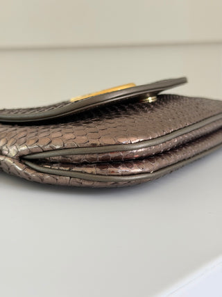 Bronze python leather crossbody bag