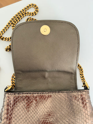Bronze python leather crossbody bag