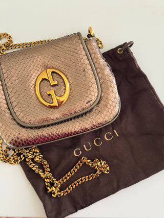 Bronze python leather crossbody bag