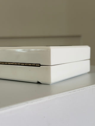 White acrylic mirrored clutch with chain