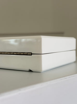 White acrylic mirrored clutch with chain