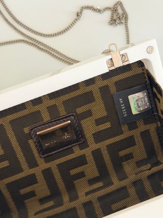 White acrylic mirrored clutch with chain