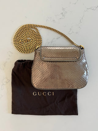 Bronze python crossbody bag, 1973