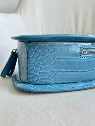 Vegan crocodile 2-way heart handbag