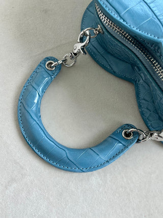 Vegan crocodile 2-way heart handbag