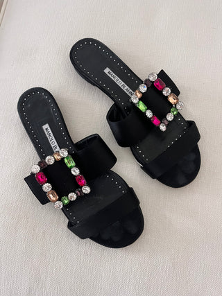 Verda crystal buckle sandals, size 37.5