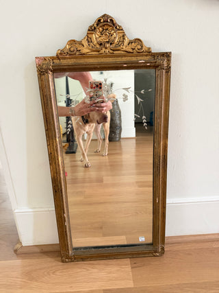 Vertical guilt frame etched mirror (as-is)