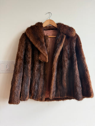 Asymmetrical collar chocolate mink short coat LM