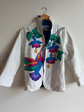 Handpainted hummingbird cotton jacket