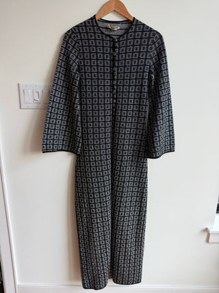 Shimmer geometric print duster jacket