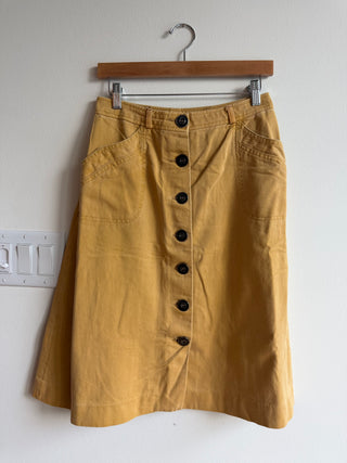 Mustard seven-button denim skirt