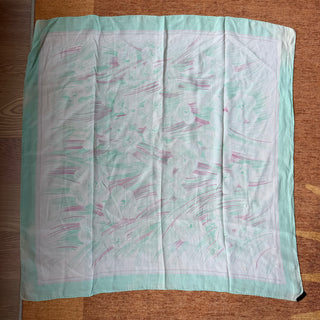 Pink teal lilly watercolors, 31" square, HRE (as-is)