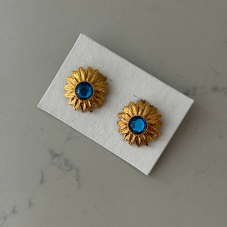 Goldenburst clip-ons aqua glass stone