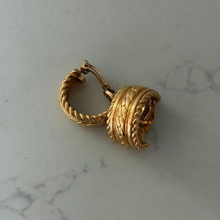 Gold plated textured half-hoop clip-ons