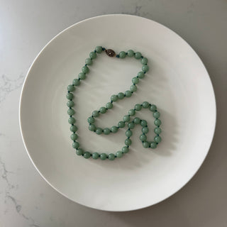 Knotted jade clover clasp necklace, S925