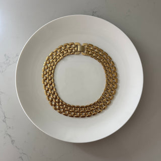 Flat brick chain collar necklace