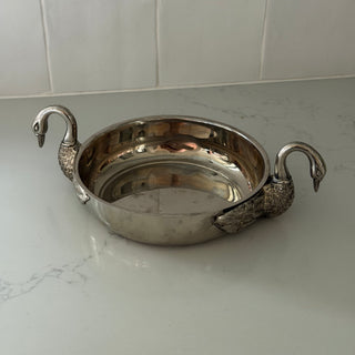 Double swan silver plate champagne bowl, France