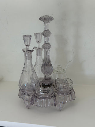 French glassware service à condiments, sold as set